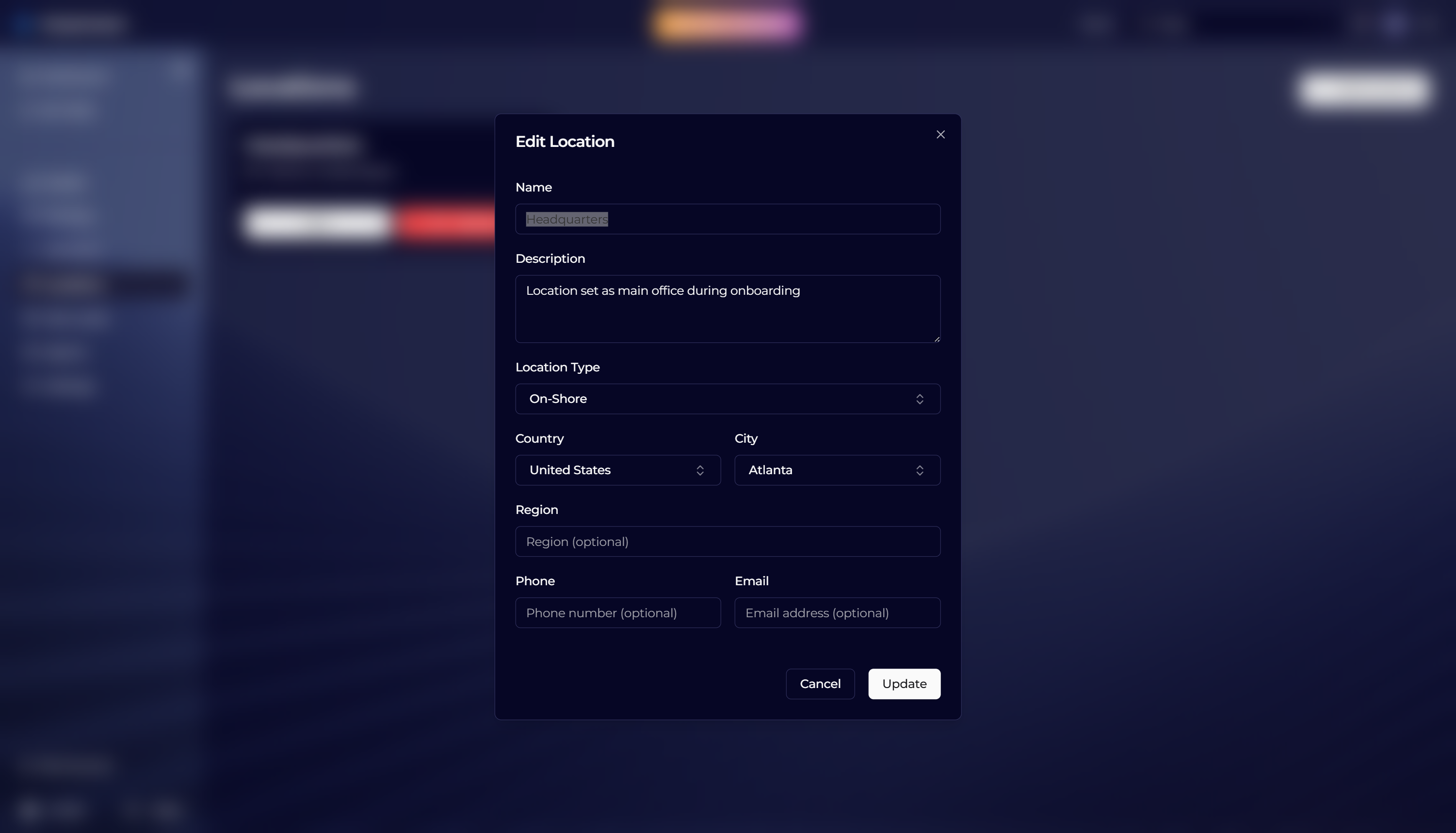 Add or edit location in Kriyastream admin