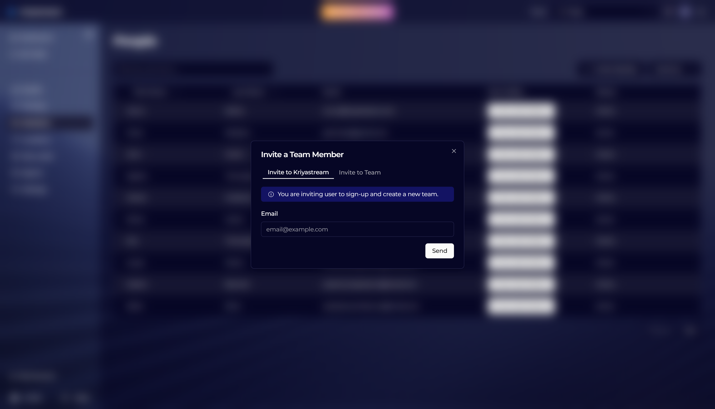 Invite user flow in Kriyastream admin